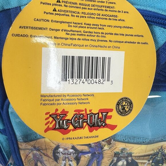 Rare New Old Stock Vintage 1996 Yu-Gi-Oh Canvas Backpack with water bottle Blue - Picture 9 of 9